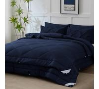 WAVVE Edredón Relleno Nórdico Cama 180 4 Estaciones - Bedding Edredón Reversible Doble 150+300 gr/m² de 240x260 cm Fibra Suave y Antiacaro, Caliente y Cómodo Azul Marino