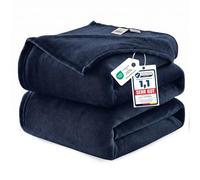 WAVVE Manta Franela para Cama 135/150, Manta Grande para Sofá 220x240 cm, Sobrecama Suave, Cálida, Transpirable (240x220 cm, Azul Marino)