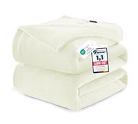 WAVVE Manta Franela para Cama 135/150, Manta Grande para Sofá 220x240 cm, Sobrecama Suave, Cálida, Transpirable (240x220 cm, Crema)