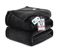 WAVVE Manta Franela para Cama 135/150, Manta Grande para Sofá 220x240 cm, Sobrecama Suave, Cálida, Transpirable (240x220 cm, Negro)