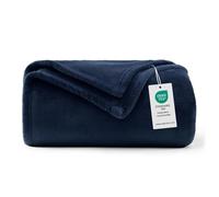 WAVVE Manta Franela para Cama 90, Manta para Sofá 150x200 cm, Manta de Microfibra, Suave, Cálida, Transpirable (Azul Marino)
