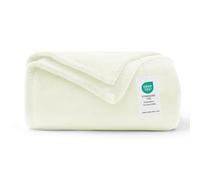 WAVVE Manta Franela para Cama 90, Manta para Sofá 150x200 cm, Manta de Microfibra, Suave, Cálida, Transpirable (Crema)