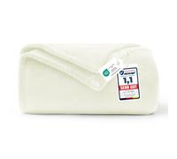 WAVVE Manta Polar de Franela de Microfibra, para sofá y Cama, para 1 Personas, Manta Grande, cálida y Suave, 130 x 150 cm, Beige/Crema