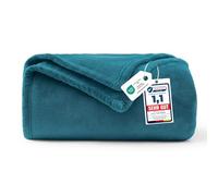 WAVVE Manta Polar de Franela de Microfibra, para sofá y Cama, para 1 Personas, Manta Grande, cálida y Suave, 130 x 150 cm, Azul Pato/Turquesa