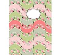 Wavy Pastel Floral Notebook - 8.5x11” Lined Composition Journal with Soft Green, Blush, and Rose Waves for Writing, School, or Creative Notes: Modern ... with wavy pastel layers and watercolor roses