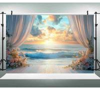 WaW 2,7 x 1,8 m playa fondo de boda caja de fotos romántica puesta de sol mar verano fondo de fotos tela para boda