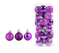 WAWJ 24PCS/Pack Bolas de Navidad Christmas Tree Pendant Ornaments Baubles Regalo de plástico Multicolor de Bola 4cm para decoración navideña de Navidad (Púrpura)
