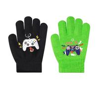 WAWSAM 3 Pares de Guantes de Invierno Para Niños Pequeños Mitones de Punto Elásticos para Niños Guantes de Esquí (Verde + Negro, 6-10 años)