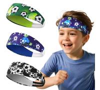 WAWSAM 3 Piezas de Diademas Deportivas para Niños - Diadema Deportivas con Temas De Fútbol Niños La Diadema Elástica Transpirable y Absorbe El Sudor, y Deportes para Niño de 4 a 9 Años