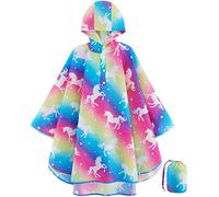 WAWSAM Abrigos Impermeables Niña Chubasqueros con Capucha para Niños Chubasquero Reutilizable Poncho Ligero de Unicornio para La Escuela Senderismo Viajar Camping
