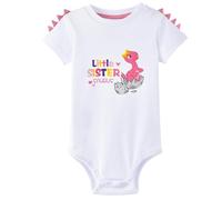 WAWSAM Hermanita Body Bebé Niña Dinosaurio Mameluco Manga Corta Dino Bodysuit Algodón Recién Nacido Personalizado Bodies Ropa Bautizo Baby Niña Blanco Mono (blanco, 3-6 meses)
