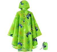 WAWSAM Videojuego Impermeable Reutilizable Ligero Chaqueta Poncho de lluvia para Niños Chicos Go Win Level Up Chubasquero Verde Impermeable con Capucha y Bolsa de Almacenamiento