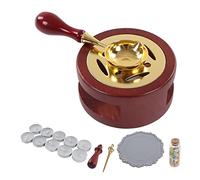 Wax Seal Stamp Warmer Spoon Kit with Brass Head and Wooden Handle, Sealing Wax Kit for Letters Invitations Envelopes Wedding Crafts, Includes Candle Wax Beads Silicone Pad (Marrón)