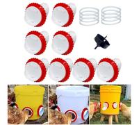 WAXCMXYH Comedero de pollo sin residuos, kit de comedero automático de pollo con puertos y sierra perforadora, resistente a la intemperie, reutilizable, alimentador automático de aves de corral,