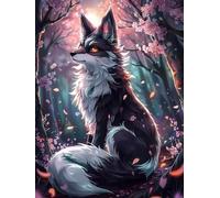 Waxonle Pintura Diamante Zorro Diamond Painting Kit Completo, Animal Pintura Diamante Adultos Bordado Cristal Punto de Cruz DIY 5D Diamond Painting niños, 50x60cm Round Kit Diamond Painting T-0