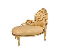 Way Home Store - Dormeuse sillón paulina barroco estilo francés Luis XVI - coloración oro hoja y tejido dorado - Dimensiones: 106x90x65 cm