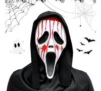 WAYBWZDQ Halloween Scream Maske, Mascara Ghostface, Máscara de Grito Niño Adulto, Ghost Face Máscara, Terror Máscara de Fantasma, Mask Scream para Cosplay, Carnaval, Halloween Fiestas (B)