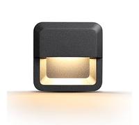 WAYEE Aplique Pared Exterior,Lampara Pared,Luz Exterior Pared LED para escaleras,Redonda,Negra,3W blanco cálido,Montaje en pared de superficie