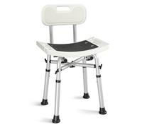 WAYES Silla de Ducha con Respaldo, Soporte Cruzado, 500 Libras, Montaje sin Herramientas, Silla de bañera Ajustable en Altura para Ancianos, Taburete de Ducha Apto para bañera estándar y bañera