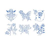 Wayfadacc 6 plantillas florales ahuecadas para pintar con mariposas, bosques, jardín, para pintura de pared, 6 unidades