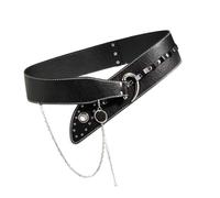 Wayfadacc Ceñidor De Cintura Retro Cadena Ancha Elegante Para Vestido Cinturilla Elástica PU Cadena Cintura Bajo Pecho Corsé Ancho Cinturón Ceñidor Retro