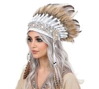 Wayfadacc Diadema con dije étnico, colorido líder étnico, color brillante, decoración para el cabello para adultos y niños, tocado indio vibrante para fiestas de disfraces