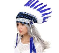 Wayfadacc Diadema con dije étnico, colorido líder étnico, color brillante, decoración para el cabello para adultos y niños, tocado indio vibrante para fiestas de disfraces