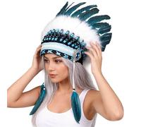 Wayfadacc Diadema con dije étnico, colorido líder étnico, color brillante, decoración para el cabello para adultos y niños, tocado indio vibrante para fiestas de disfraces