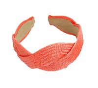 Wayfadacc Diadema trenzada de paja de ala ancha, suave y cómoda, elegante tono sólido para uso diario, fiestas, vacaciones