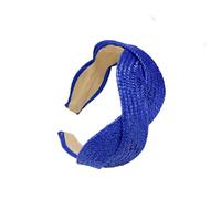 Wayfadacc Diadema trenzada de paja de ala ancha, suave y cómoda, elegante tono sólido para uso diario, fiestas, vacaciones