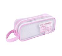 Wayfadacc Estuche simple de malla de doble capa, bolsa de malla para lápices, bolsa de malla de gran capacidad, suministros de vuelta a la escuela, Pink