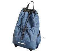 Wayfadacc Mochila con cordón para mujer y hombre, ligera, con correa para esterilla de yoga, resistente al agua, mochila para laptop, raqueta de tenis, azul