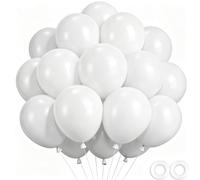 Wayfun 52 Globos Blancos, 12 Pulgadas Globos de Cumpleaños Blancos, Balloons Blanco Globo Látex Globo Helio para Decoracion Cumpleaños Boda Baby Shower Happy Birthday Decoracion Revelacion Genero Bebe