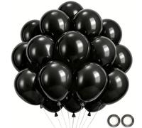 Wayfun 52 Globos Negros, 12 Pulgadas Globos de Cumpleaños Negros, Balloons Negro Globo Látex para Helio Aire, Balones De Festa Aniversario para Decoracion Cumpleaños Boda Baby Shower Bautizo Carnaval