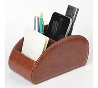 WAYIFON Soporte para control remoto con 5 bolsillos, Gran soporte para controles de TV, DVD, 4K Stick y Bluray, Almacenamiento para controles remotos y bolígrafos, L-Marrón