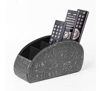 WAYIFON Soporte para mando a distancia con 5 bolsillos, gran soporte para TV, DVD, 4K Stick y mandos a distancia Bluray, almacenamiento remoto para bolígrafos, M retro plata