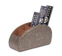 WAYIFON Soporte para mando a distancia con 5 bolsillos, gran soporte para TV, DVD, 4K Stick y mandos a distancia Bluray, almacenamiento remoto para bolígrafos, M retro marrón
