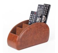 WAYIFON Soporte para mando a distancia con 5 bolsillos, gran soporte para TV, DVD, 4K Stick y mandos a distancia Bluray, almacenamiento remoto para bolígrafos, color marrón