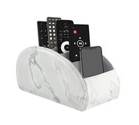 WAYIFON Soporte para mando a distancia con 5 bolsillos, gran soporte para TV, DVD, 4K Stick y mandos a distancia Bluray, mando a distancia para bolígrafos, color blanco mármol L