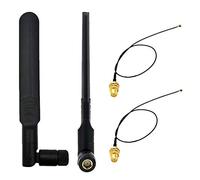 WayinTop 2 Set 8dBi 2.4GHz 5GHz Red Inalámbrica WiFi RP-SMA Femenino Antena + 20cm IPEX a RP-SMA Masculino Cable Pigtail para NGFF/M.2 WiFi/WLAN/3G/4G Modules (NGFF)