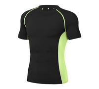 Wayleb Camiseta Deporte Hombre Camisetas Compresión Manga Corta Secado Rápido Tops Fútbol Verano Casual T-Shirt Respirable para Corriendo Gimnasio