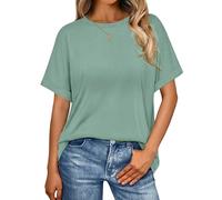 Wayleb Camiseta Manga Corta Mujer Oversize Verano Cuello Redondo Sólido Elegantes T-Shirt Casual Básico Ropa Suelto Tallas Grandes
