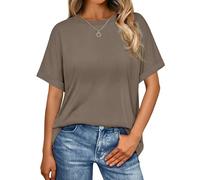 Wayleb Camiseta Manga Corta Mujer Oversize Verano Cuello Redondo Sólido Elegantes T-Shirt Casual Básico Ropa Suelto Tallas Grandes