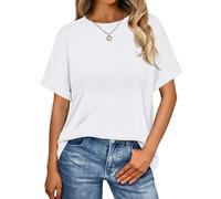 Wayleb Camiseta Manga Corta Mujer Oversize Verano Cuello Redondo Sólido Elegantes T-Shirt Casual Básico Ropa Suelto Tallas Grandes