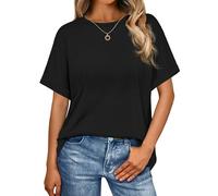 Wayleb Camiseta Manga Corta Mujer Oversize Verano Cuello Redondo Sólido Elegantes T-Shirt Casual Básico Ropa Suelto Tallas Grandes