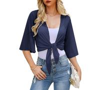 Wayleb Cárdigan Mujer Bolero Cardigan Corto Manga de 3/4 Abierto para Mujer Shrug Cárdigan Corto Torera Elegante para Verano Primavera