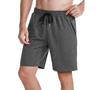 Wayleb Pantalones Cortos Deportivos Hombre Verano Algodón Bermuda Shorts Deporte Bolsillo con Cremallera Cordón Elástico Running Correr Fútbol