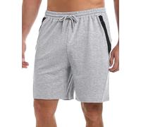 Wayleb Pantalones Cortos Deportivos Hombre Verano Algodón Bermuda Shorts Deporte Bolsillo con Cremallera Cordón Elástico Running Correr Fútbol