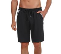 Wayleb Pantalones Cortos Deportivos Hombre Verano Algodón Bermuda Shorts Deporte Bolsillo con Cremallera Cordón Elástico Running Correr Fútbol