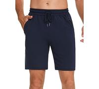 Wayleb Pantalones Cortos Deportivos Hombre Verano Algodón Bermuda Shorts Deporte Bolsillo con Cremallera Cordón Elástico Running Correr Fútbol